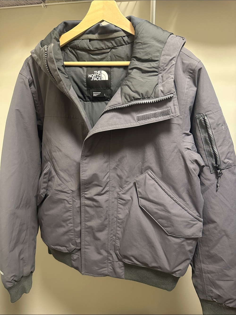 The North Face Gray Hooded Puffer Jacket